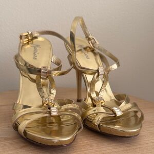 Marciano Gold Strappy Heels, Sz 6.5